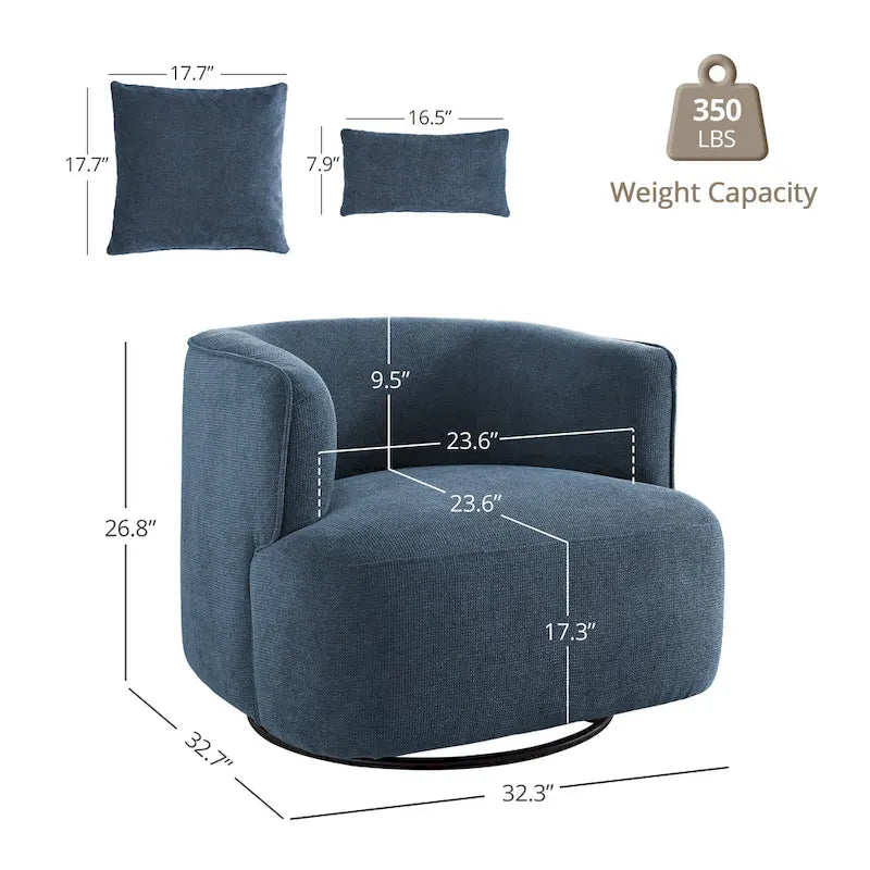 Sillón giratorio de barril en trigo/azul marino/gris/beige, tela tapizada, 1 persona