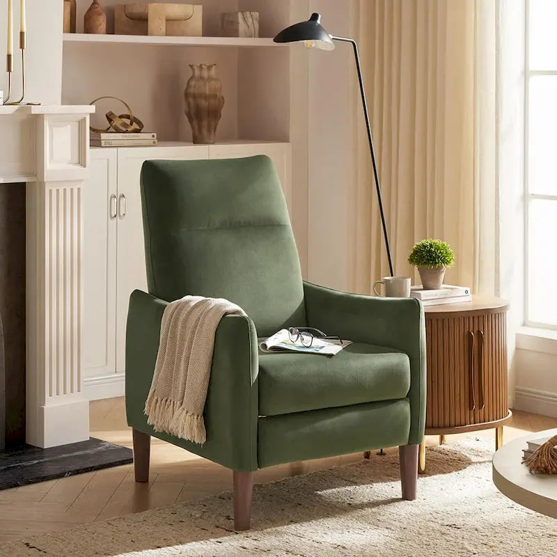 Sillón reclinable de empuje color topo/marrón/verde oliva, para 1 persona