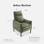 Sillón reclinable de empuje color topo/marrón/verde oliva, para 1 persona
