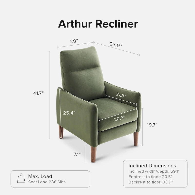 Sillón reclinable de empuje color topo/marrón/verde oliva, para 1 persona