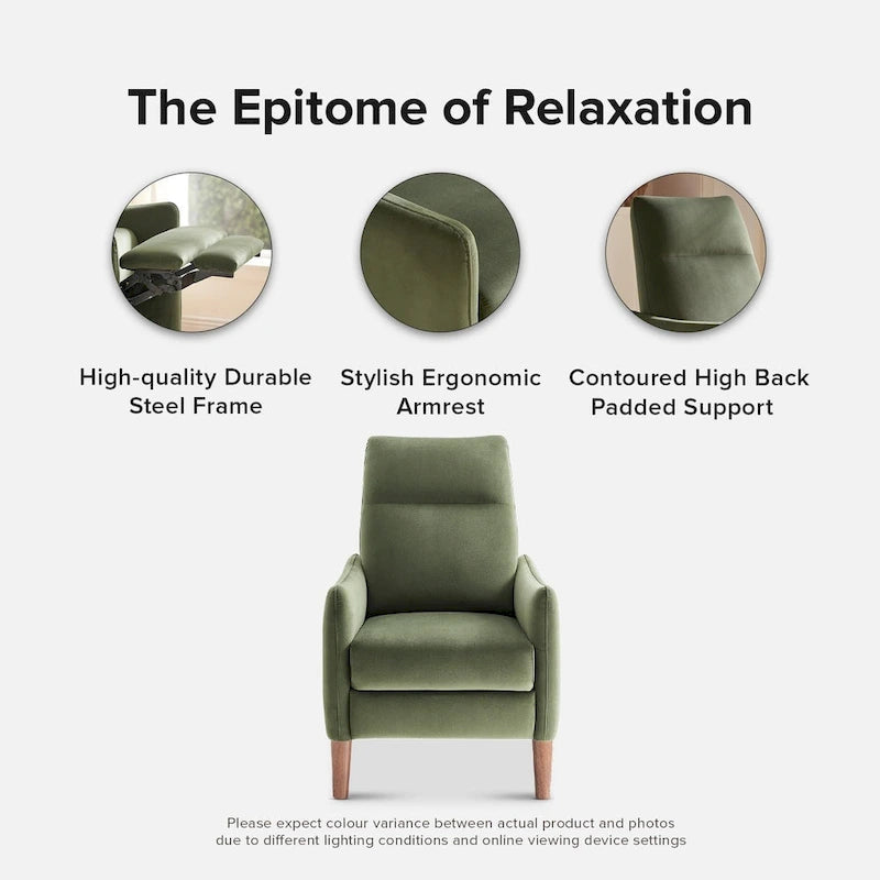 Sillón reclinable de empuje color topo/marrón/verde oliva, para 1 persona