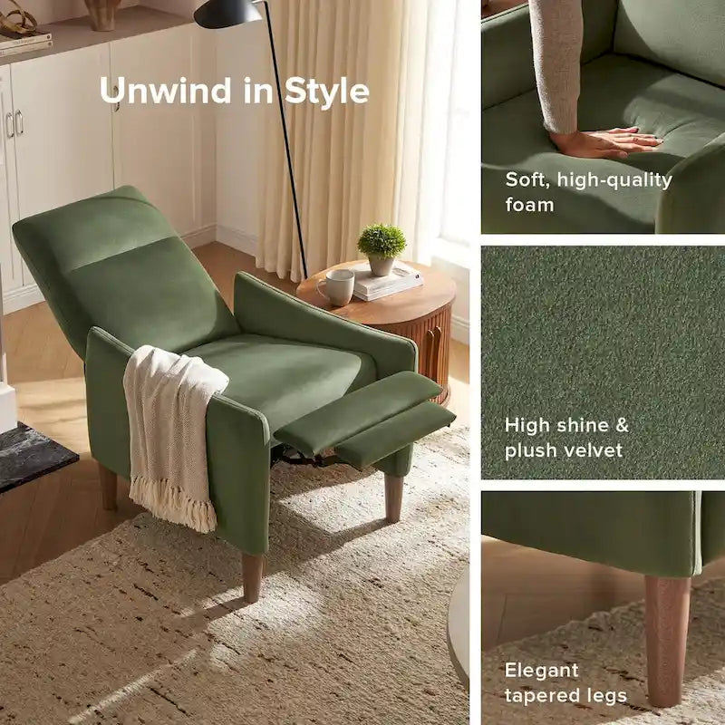 Sillón reclinable de empuje color topo/marrón/verde oliva, para 1 persona