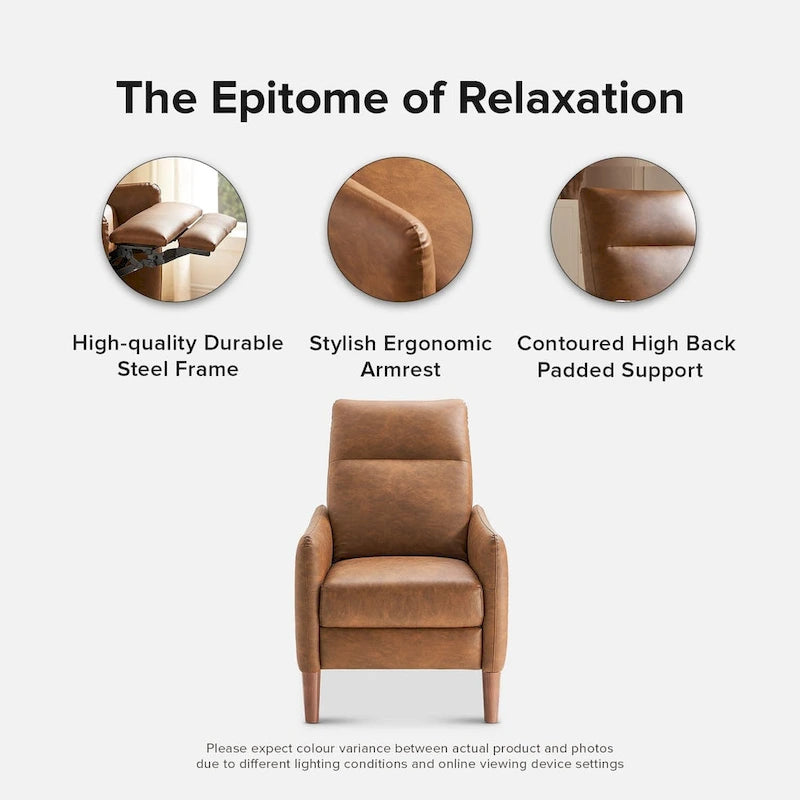 Sillón reclinable de empuje color topo/marrón/verde oliva, para 1 persona