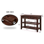 Mesa Consola con 2 Cajones y Estantes de 2 Niveles, Rústica, Espresso/Marrón/Azul Marino/Blanco Antiguo