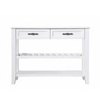 Mesa Consola con 2 Cajones y Estantes de 2 Niveles, Rústica, Espresso/Marrón/Azul Marino/Blanco Antiguo