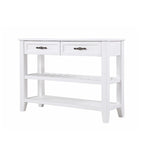 Mesa Consola con 2 Cajones y Estantes de 2 Niveles, Rústica, Espresso/Marrón/Azul Marino/Blanco Antiguo