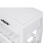 Mesa Consola con 2 Cajones y Estantes de 2 Niveles, Rústica, Espresso/Marrón/Azul Marino/Blanco Antiguo