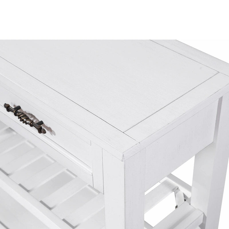 Mesa Consola con 2 Cajones y Estantes de 2 Niveles, Rústica, Espresso/Marrón/Azul Marino/Blanco Antiguo