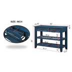 Mesa Consola con 2 Cajones y Estantes de 2 Niveles, Rústica, Espresso/Marrón/Azul Marino/Blanco Antiguo