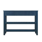 Mesa Consola con 2 Cajones y Estantes de 2 Niveles, Rústica, Espresso/Marrón/Azul Marino/Blanco Antiguo
