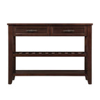 Mesa Consola con 2 Cajones y Estantes de 2 Niveles, Rústica, Espresso/Marrón/Azul Marino/Blanco Antiguo
