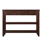 Mesa Consola con 2 Cajones y Estantes de 2 Niveles, Rústica, Espresso/Marrón/Azul Marino/Blanco Antiguo