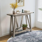 Mesa consola de MDF gris/negro/marrón lavado con estante de almacenamiento