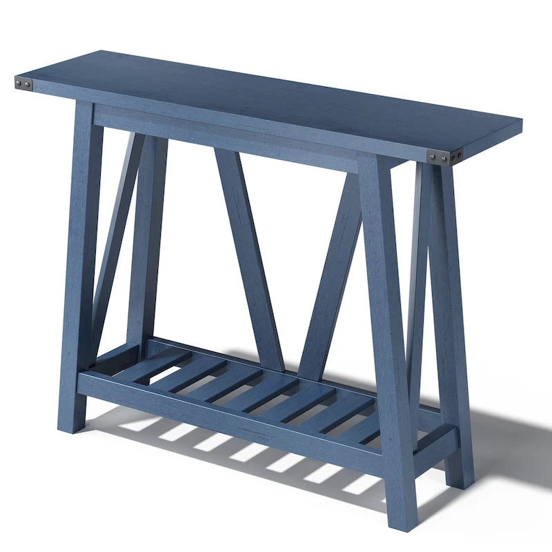 Mesa consola de MDF gris/negro/marrón lavado con estante de almacenamiento