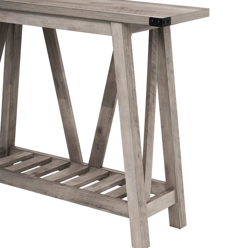 Mesa consola de MDF gris/negro/marrón lavado con estante de almacenamiento