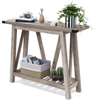 Mesa consola de MDF gris/negro/marrón lavado con estante de almacenamiento