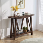 Mesa consola de MDF gris/negro/marrón lavado con estante de almacenamiento