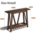 Mesa consola de MDF gris/negro/marrón lavado con estante de almacenamiento