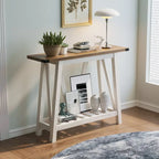 Mesa consola de MDF gris/negro/marrón lavado con estante de almacenamiento