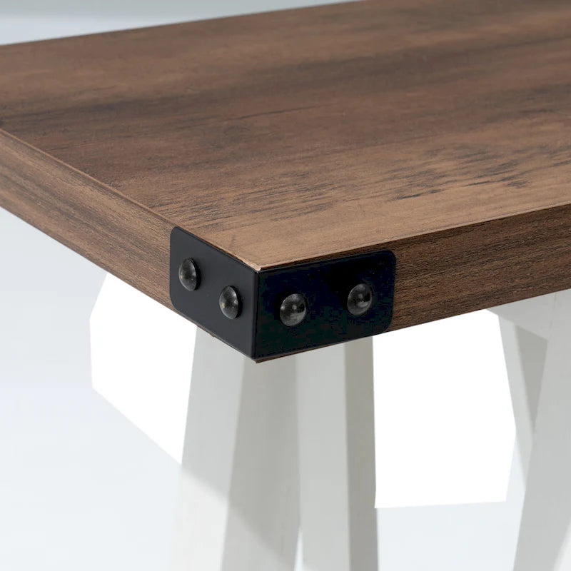 Mesa consola de MDF gris/negro/marrón lavado con estante de almacenamiento
