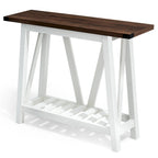 Mesa consola de MDF gris/negro/marrón lavado con estante de almacenamiento