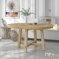 Mesa de comedor redonda extensible con extensión, asientos para 4 a 6 – Madera natural / Espresso