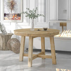 Mesa de comedor redonda extensible con extensión, asientos para 4 a 6 – Madera natural / Espresso