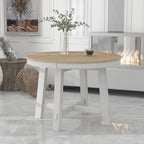 Mesa de comedor redonda extensible con extensión, asientos para 4 a 6 – Madera natural / Espresso