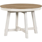 Mesa de comedor redonda extensible con extensión, asientos para 4 a 6 – Madera natural / Espresso