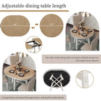 Mesa de comedor redonda extensible con extensión, asientos para 4 a 6 – Madera natural / Espresso