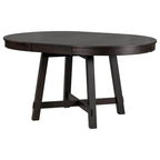 Mesa de comedor redonda extensible con extensión, asientos para 4 a 6 – Madera natural / Espresso