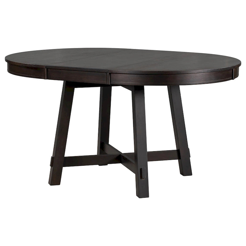Mesa de comedor redonda extensible con extensión, asientos para 4 a 6 – Madera natural / Espresso
