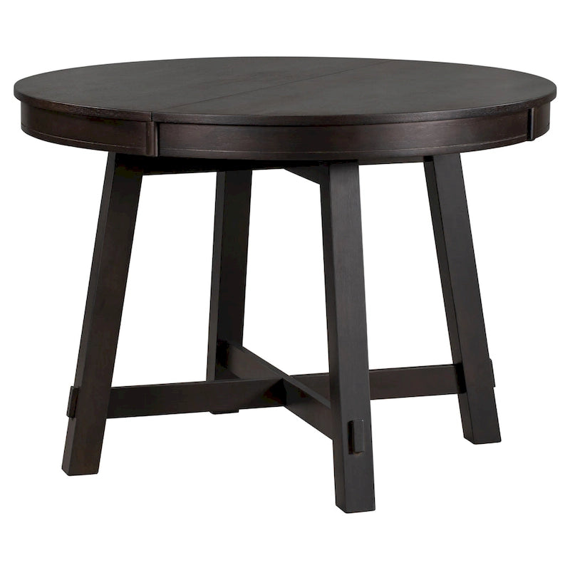 Mesa de comedor redonda extensible con extensión, asientos para 4 a 6 – Madera natural / Espresso
