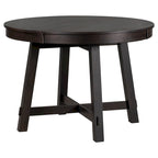 Mesa de comedor redonda extensible con extensión, asientos para 4 a 6 – Madera natural / Espresso
