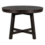 Mesa de comedor redonda extensible con extensión, asientos para 4 a 6 – Madera natural / Espresso