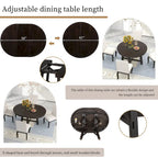 Mesa de comedor redonda extensible con extensión, asientos para 4 a 6 – Madera natural / Espresso