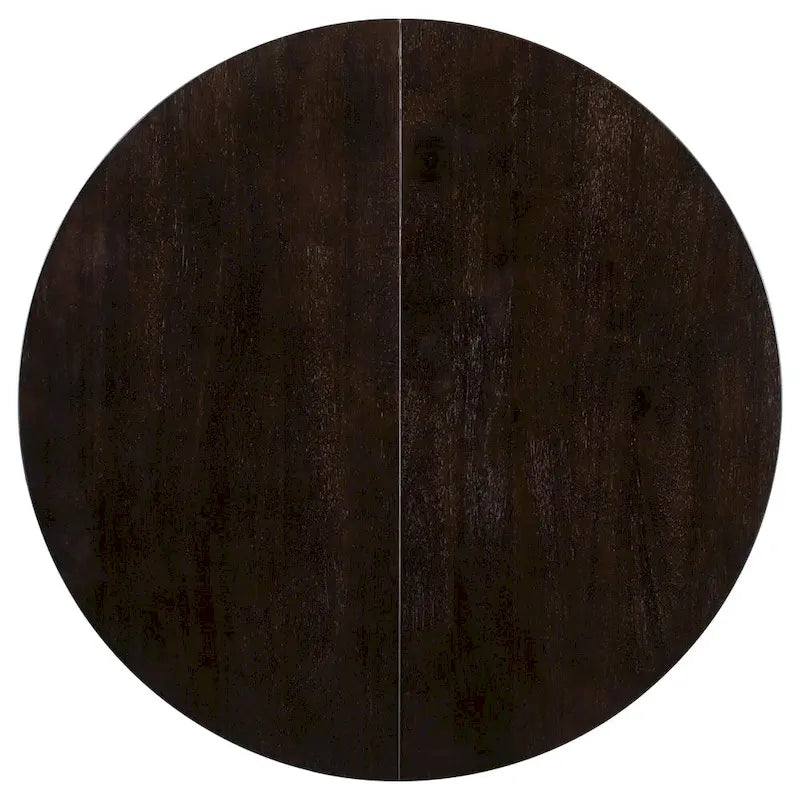 Mesa de comedor redonda extensible con extensión, asientos para 4 a 6 – Madera natural / Espresso