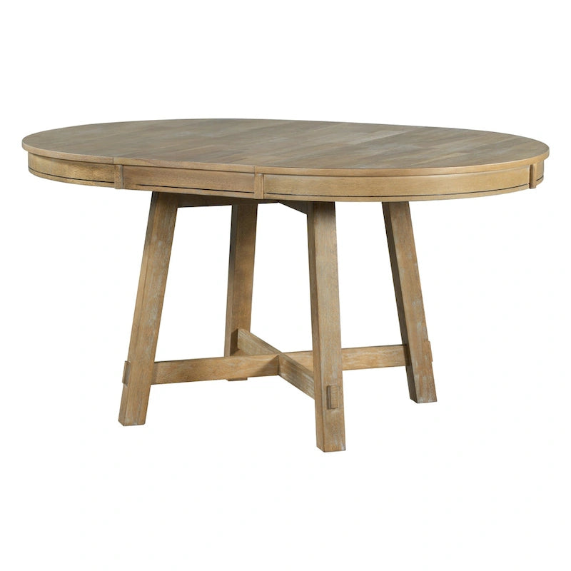 Mesa de comedor redonda extensible con extensión, asientos para 4 a 6 – Madera natural / Espresso
