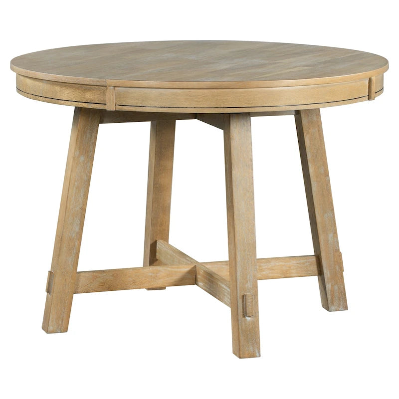 Mesa de comedor redonda extensible con extensión, asientos para 4 a 6 – Madera natural / Espresso
