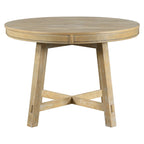 Mesa de comedor redonda extensible con extensión, asientos para 4 a 6 – Madera natural / Espresso
