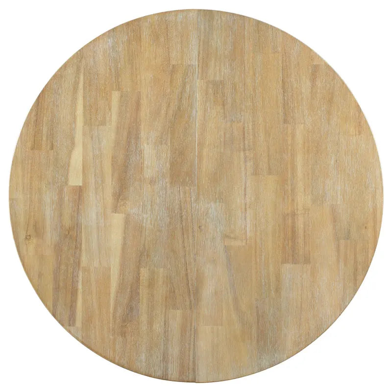 Mesa de comedor redonda extensible con extensión, asientos para 4 a 6 – Madera natural / Espresso