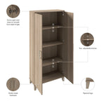Armario de almacenamiento alto con puertas blanco/gris ceniza – 2 puertas, 4 estantes