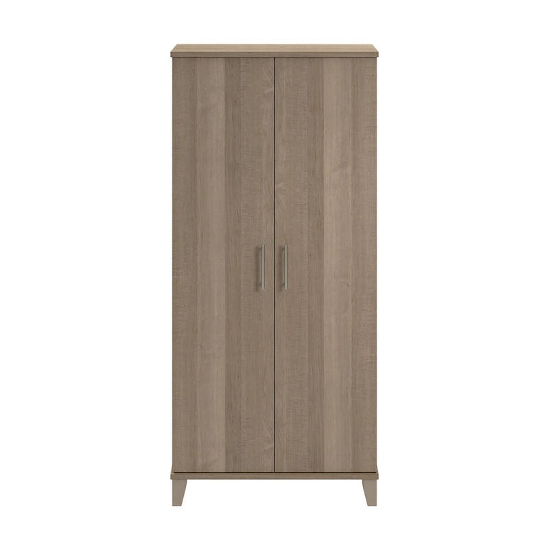 Armario de almacenamiento alto con puertas blanco/gris ceniza – 2 puertas, 4 estantes