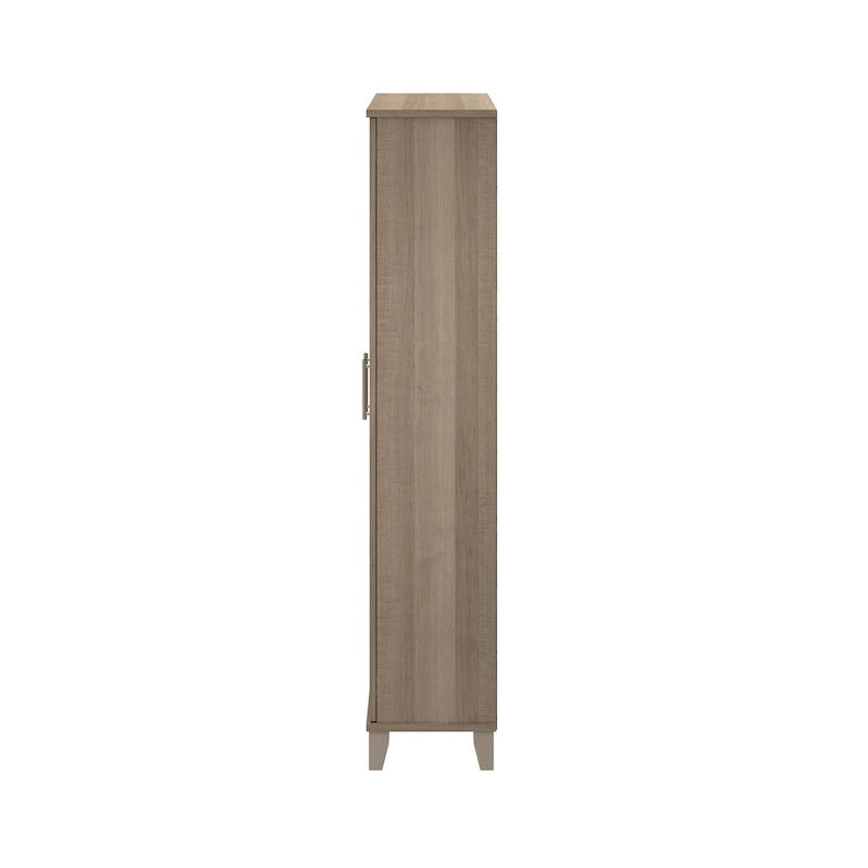 Armario de almacenamiento alto con puertas blanco/gris ceniza – 2 puertas, 4 estantes