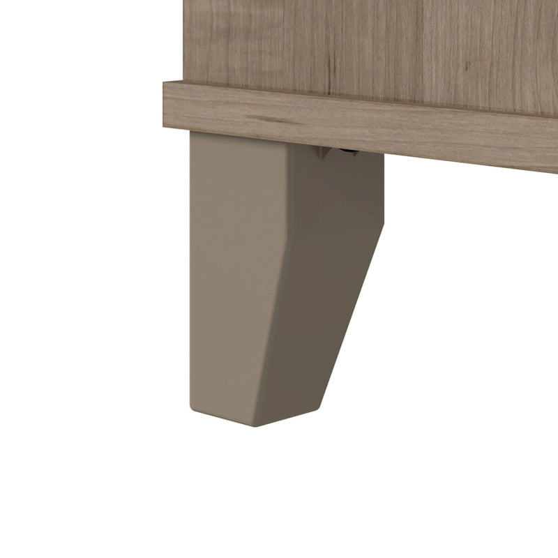 Armario de almacenamiento alto con puertas blanco/gris ceniza – 2 puertas, 4 estantes