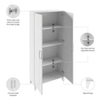 Armario de almacenamiento alto con puertas blanco/gris ceniza – 2 puertas, 4 estantes