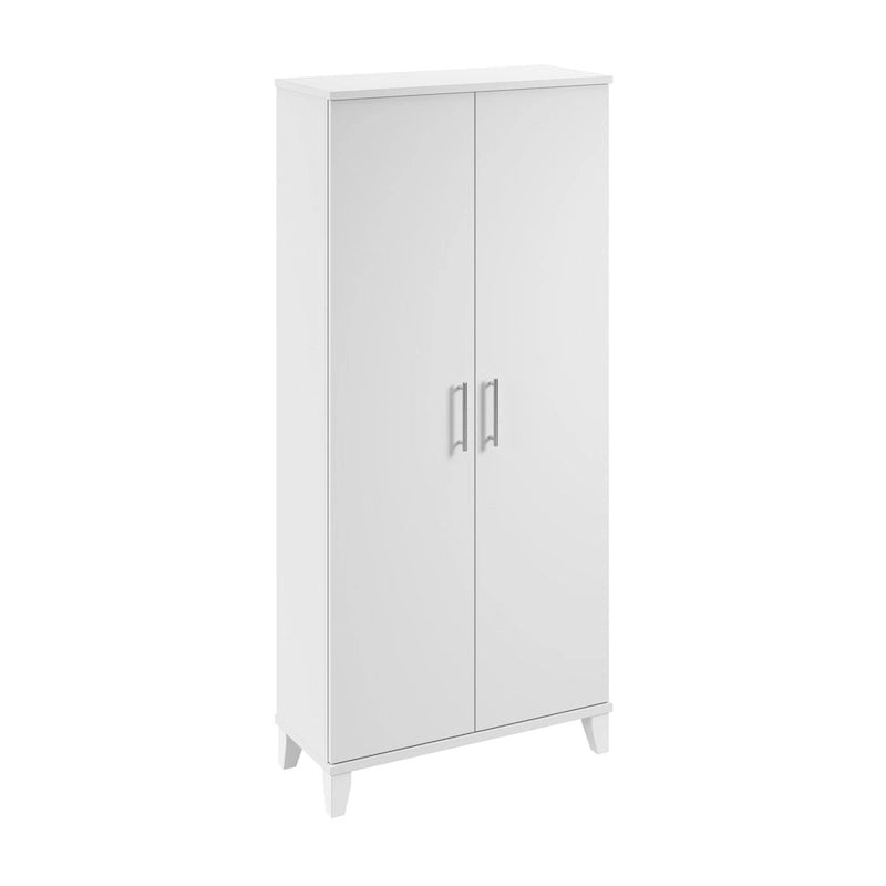 Armario de almacenamiento alto con puertas blanco/gris ceniza – 2 puertas, 4 estantes