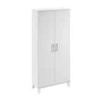 Armario de almacenamiento alto con puertas blanco/gris ceniza – 2 puertas, 4 estantes