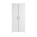 Armario de almacenamiento alto con puertas blanco/gris ceniza – 2 puertas, 4 estantes