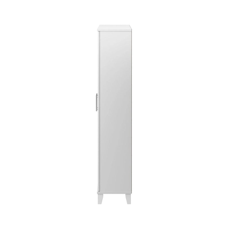 Armario de almacenamiento alto con puertas blanco/gris ceniza – 2 puertas, 4 estantes
